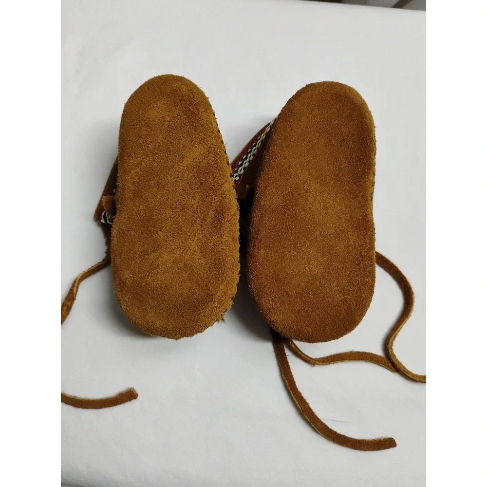 Minnetonka Infant Unisex‎ Size 1 Baby Moccasins Shoes Leather
